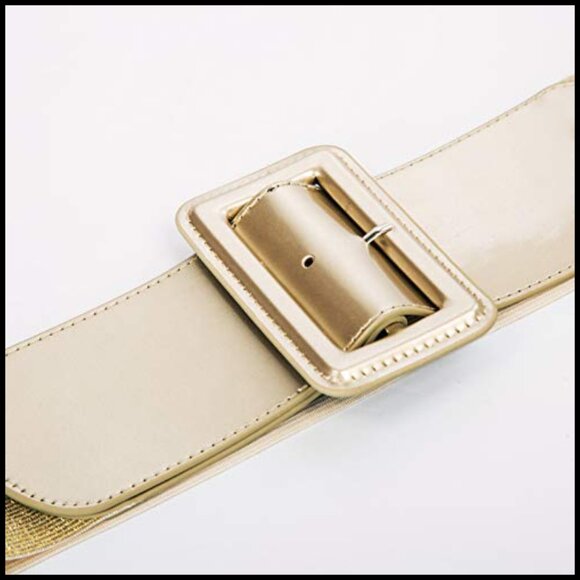 Vintage Stretch Belt Wide Buckle Elastic Dress Cinch Belt Y2K Retro Chic